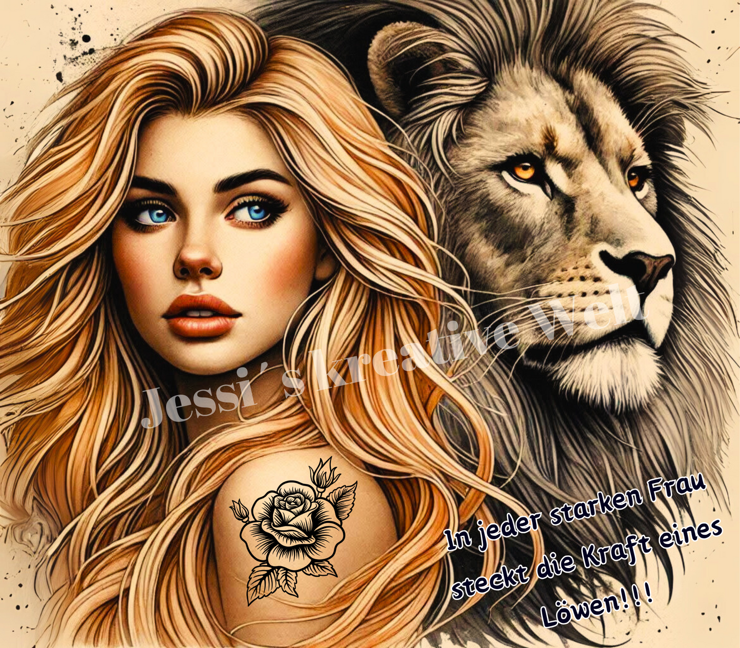 ThermoCup Schraubverschluss "In jeder starken Frau steckt die Kraft eines Löwen"