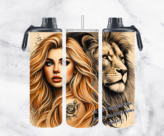 ThermoCup Schraubverschluss "In jeder starken Frau steckt die Kraft eines Löwen"