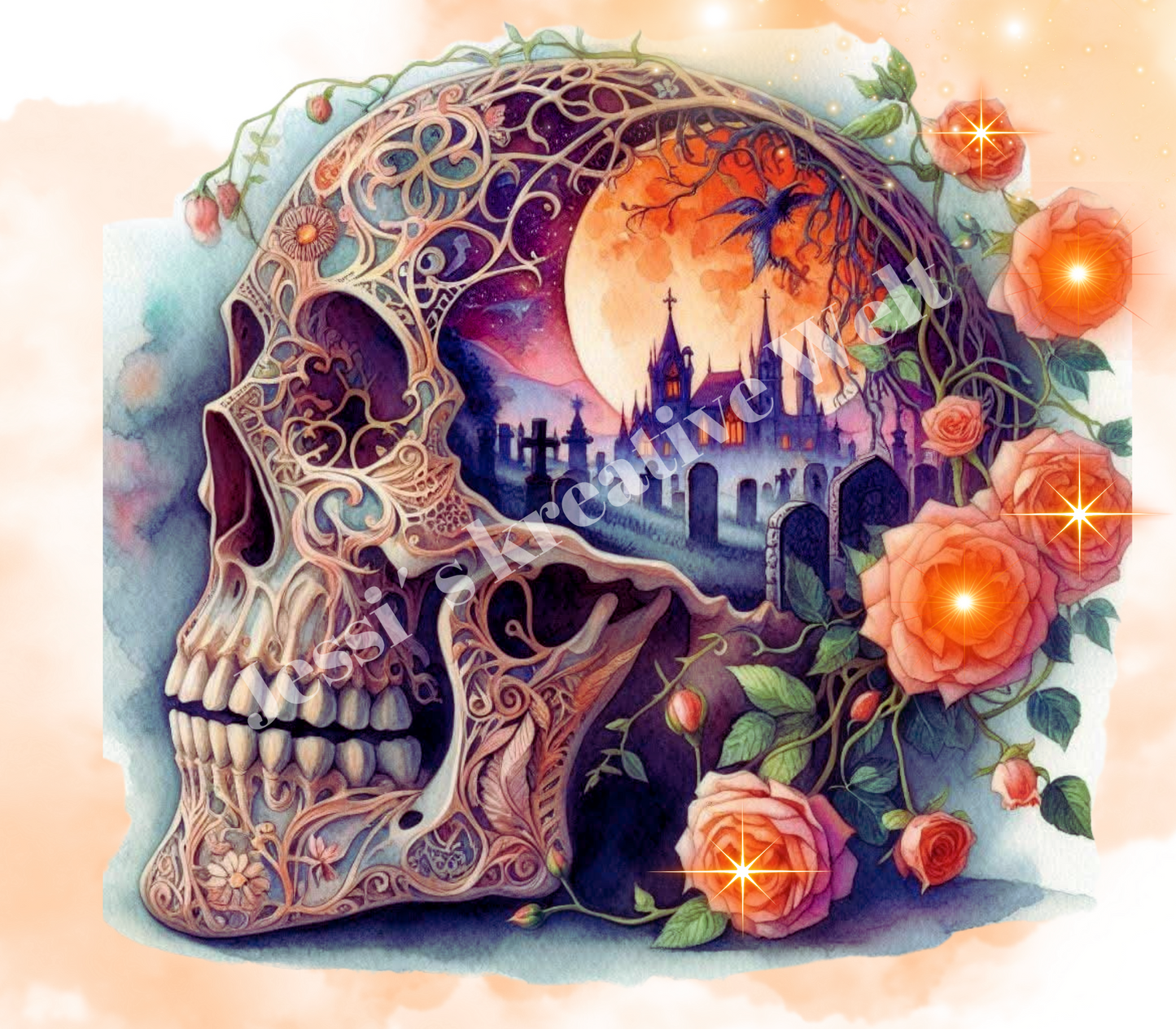 ThermoCup Schraubverschluss mit 2 Deckel "Skull-City"