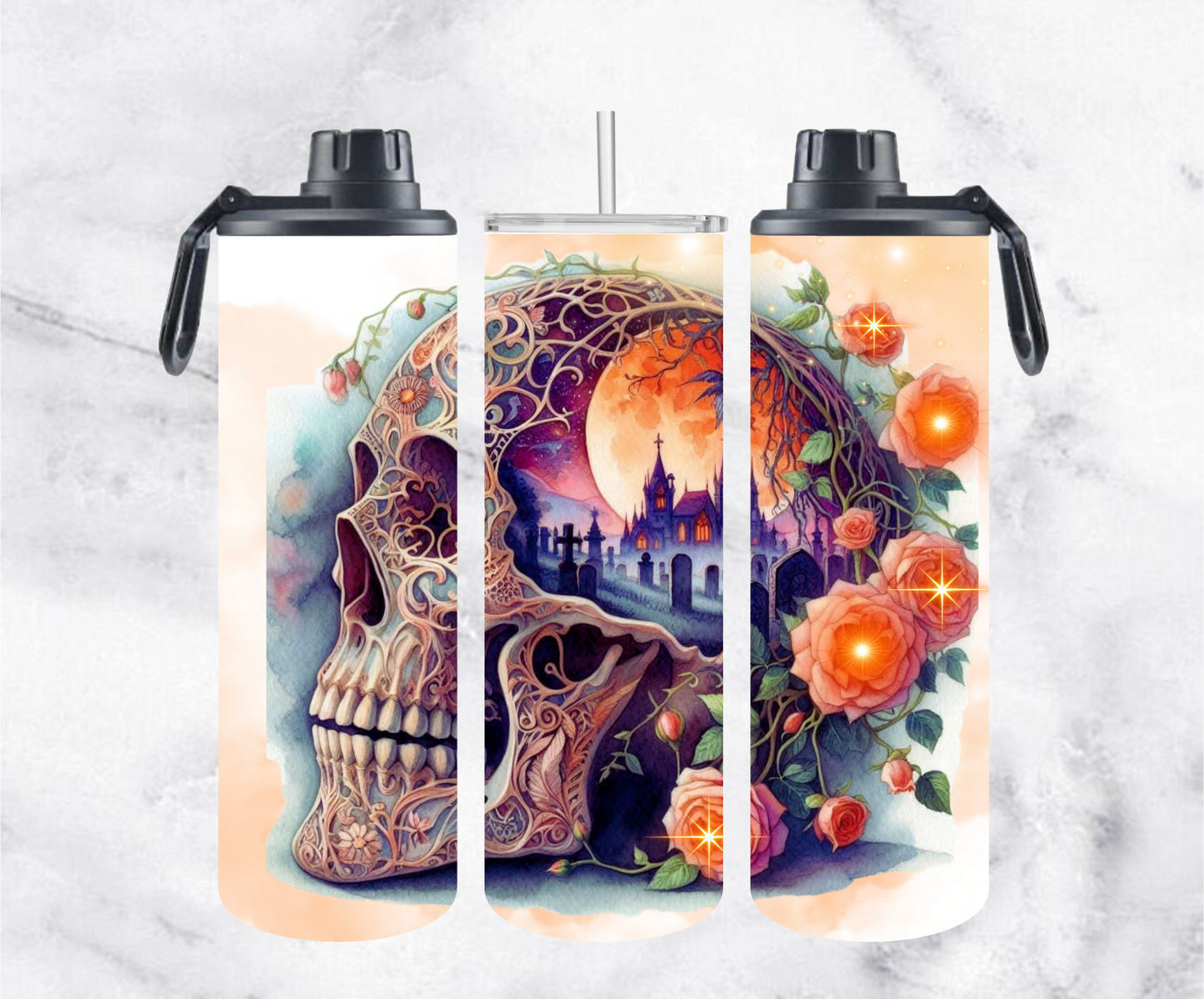 ThermoCup Schraubverschluss mit 2 Deckel "Skull-City"