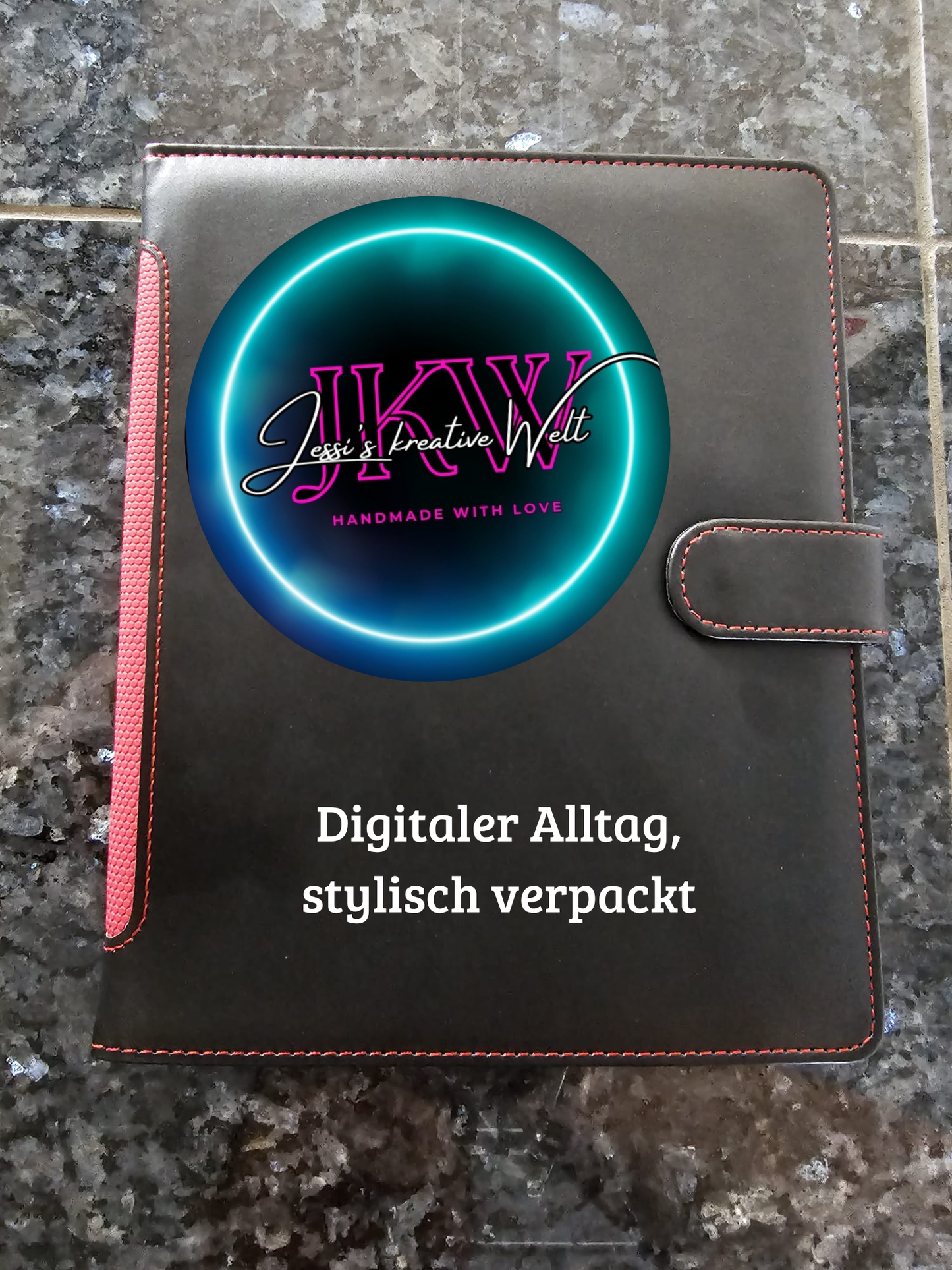 Personalisierte Tablethülle – schwarz-rot