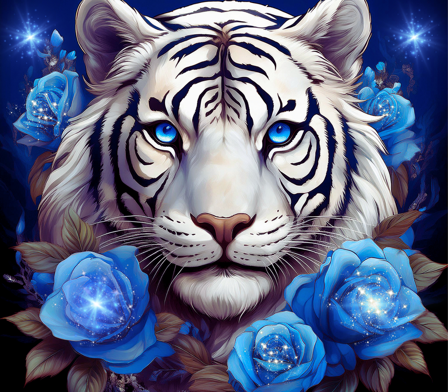 ThermoCup Schraubverschluss "Weißer Tiger & blaue Rosen"