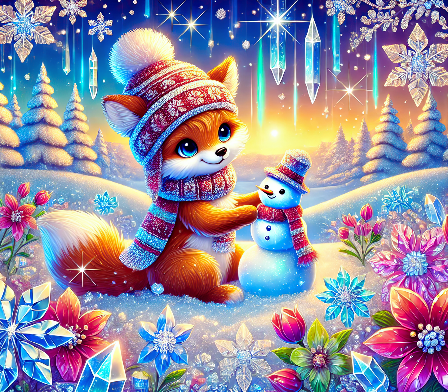 Thermoflasche mit Schraubverschluss "Winterfuchs Tumbler – Magischer Schneeglanz"