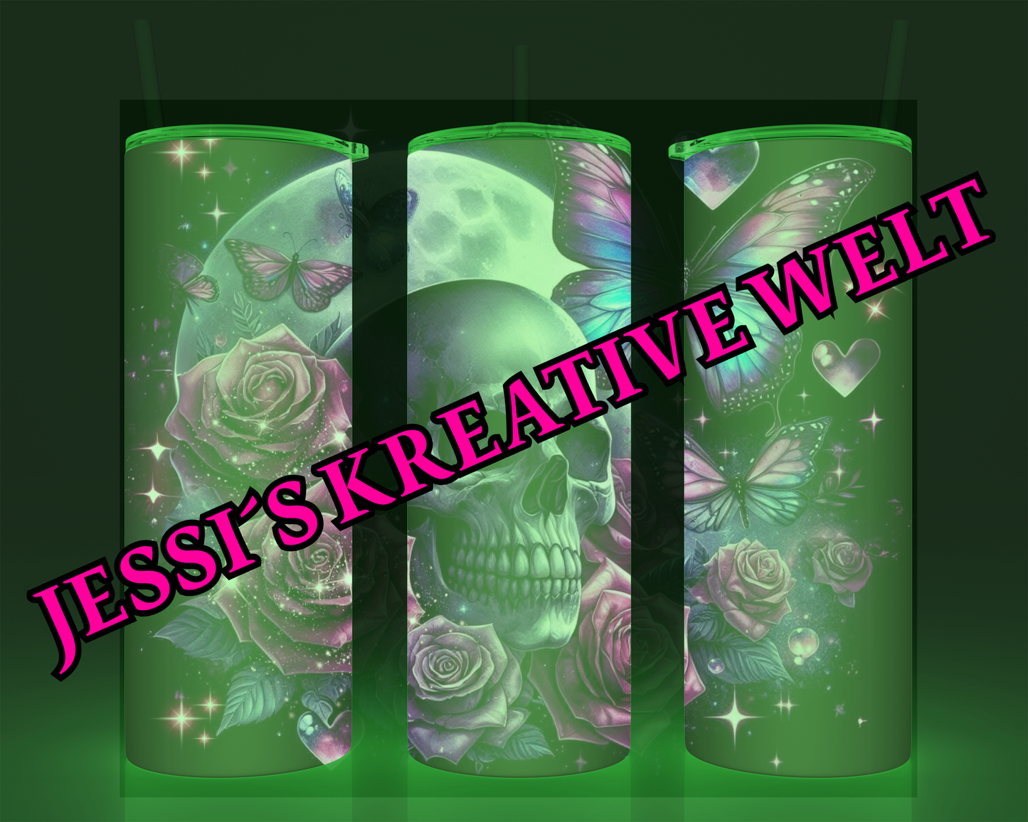 ThermoCup "Skull with purple Roses and Butterfly"