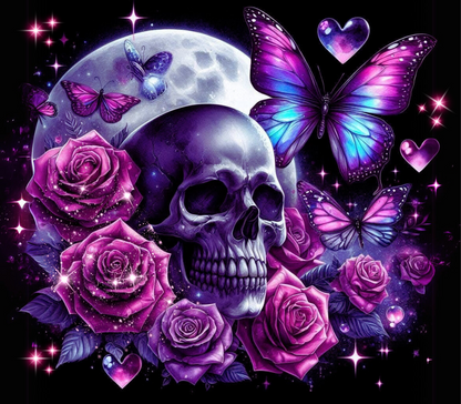 ThermoCup Schraubverschluss "Skull with purple Roses and Butterfly"