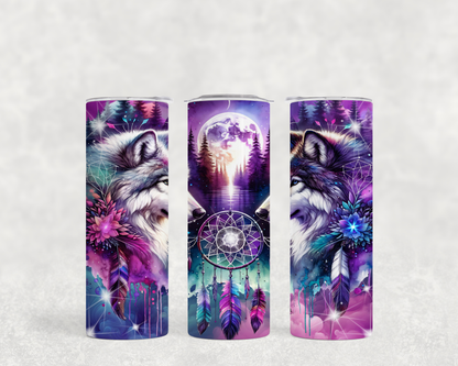 Personalisiertes Wolf-Geschenk: Edelstahl-Thermobecher „Twin Wolves“